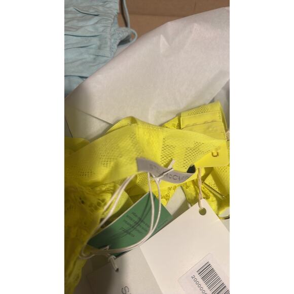 STELLA MCCARTNEY Neon stretch-lace triangle bra Bright yellow L - Picture 7 of 9